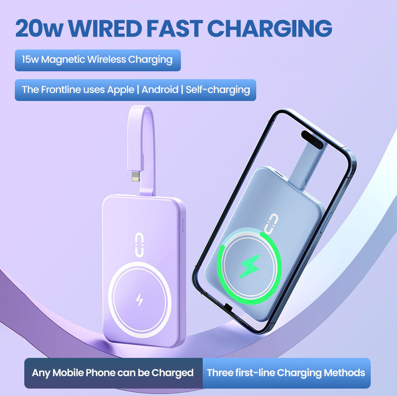 Magnetic Wireless Power Bank - 5000mAh/10000mAh Portable Charger Powerbank with Stand, Fast Charging