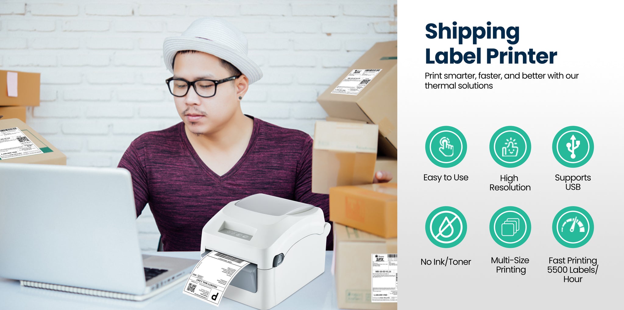 Thermal Printer Bluetooth Waybill Barcode Shipping Label Bluetooth Printer AWB A6 Waybill Sticker