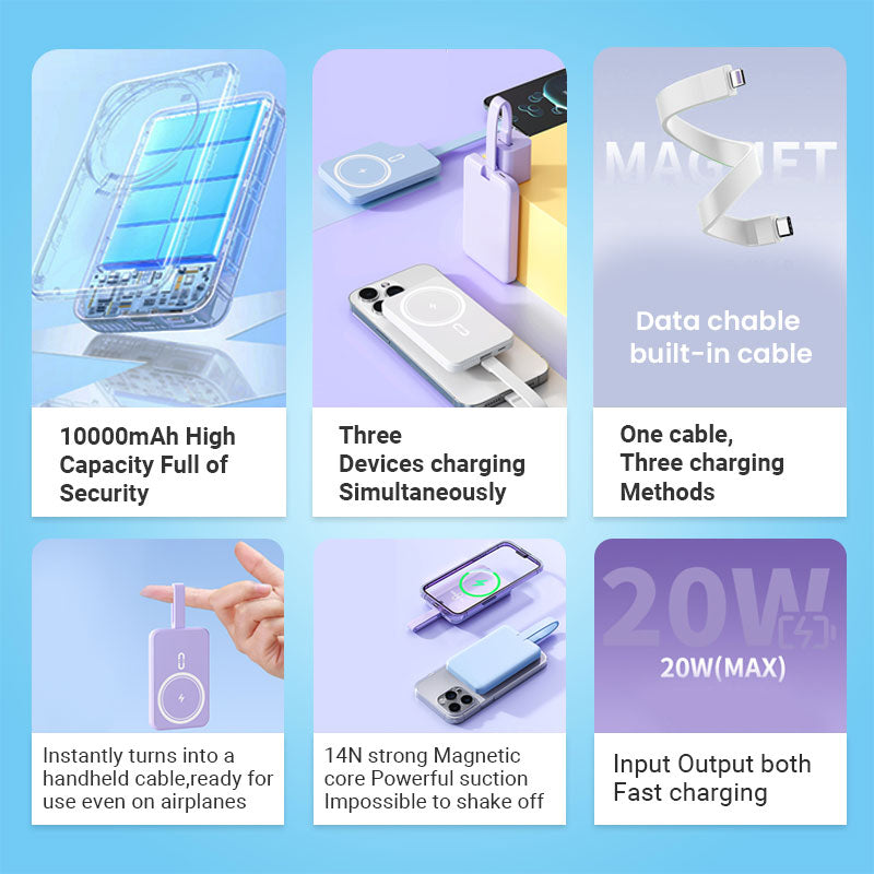 Magnetic Wireless Power Bank - 5000mAh/10000mAh Portable Charger Powerbank with Stand, Fast Charging