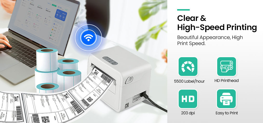 Thermal Printer Bluetooth Waybill Barcode Shipping Label Consignment Note Bluetooth Printer