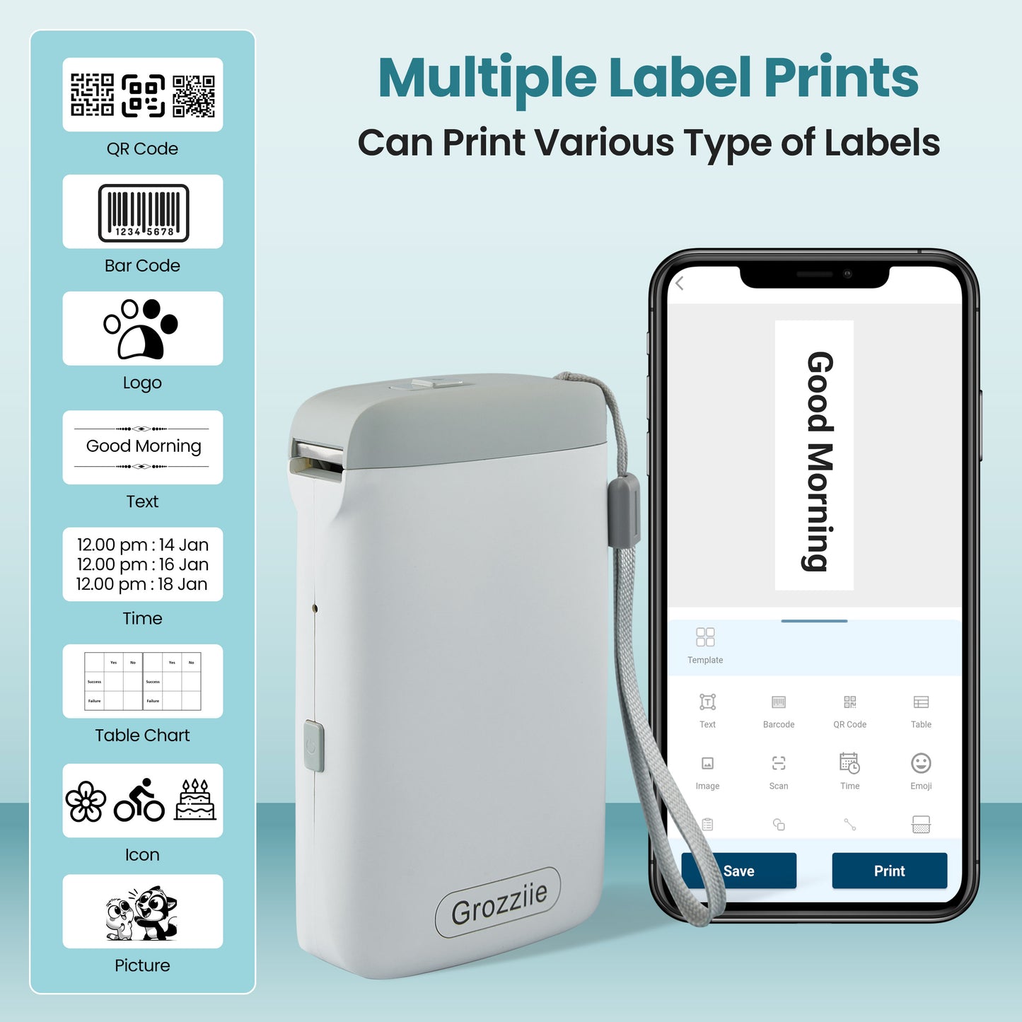 Mini Thermal Label Printer, Portable Bluetooth Thermal Tape Label Printer | Price Tag, Sticker Printer for Android