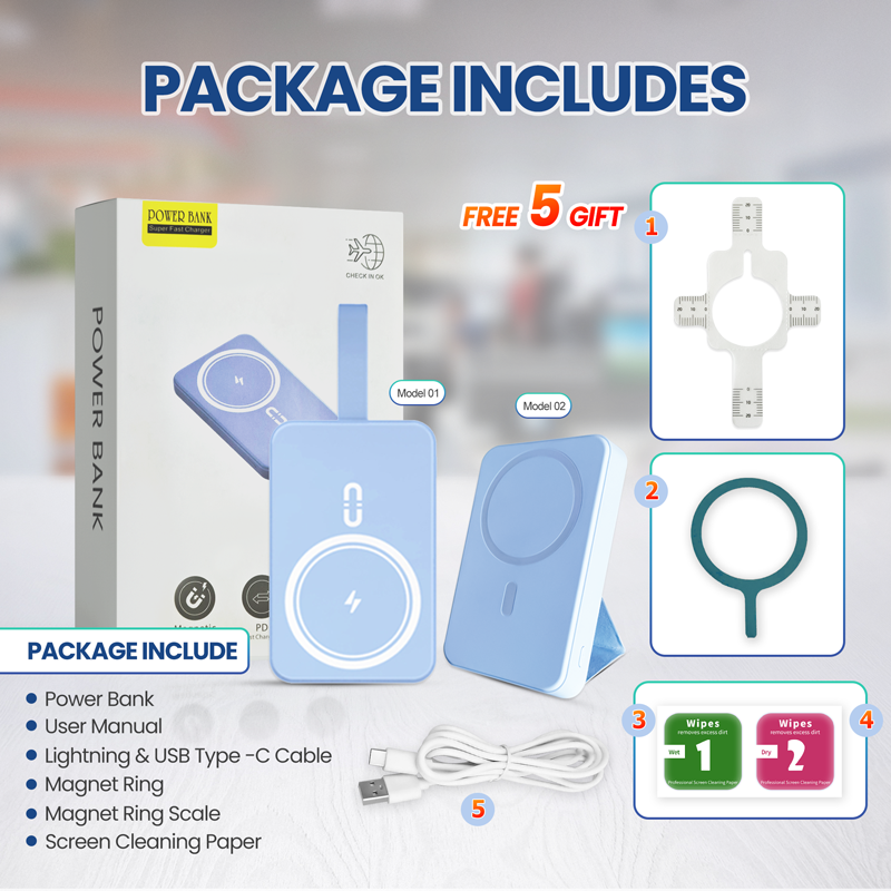 Magnetic Wireless Power Bank - 5000mAh/10000mAh Portable Charger Powerbank with Stand, Fast Charging