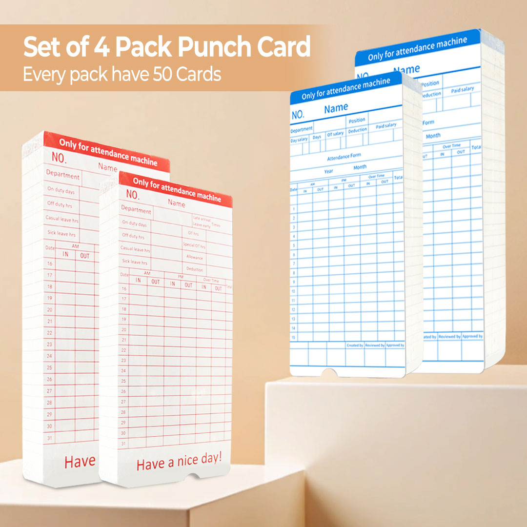 Punch Card, Cardholder, and Dual-Color Ribbon for Accurate Time Tracking Attendance Machine Accessories