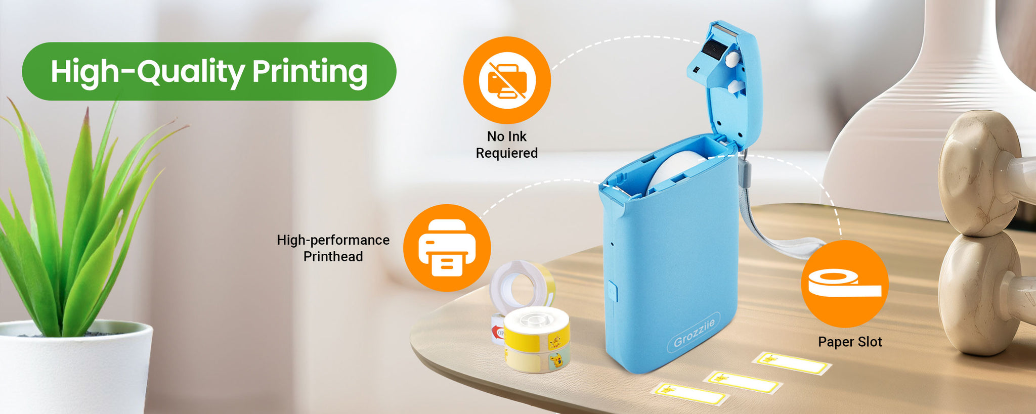 Mini Thermal Label Printer, Portable Bluetooth Thermal Tape Label Printer | Price Tag, Sticker Printer for Android