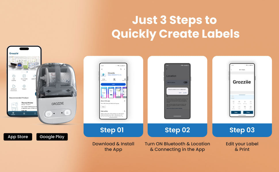 Thermal Label Printer,Bluetooth Mini Label Maker Printer | Price Tag,Sticker Printer for Android/i0S/Windows/Chrom0S