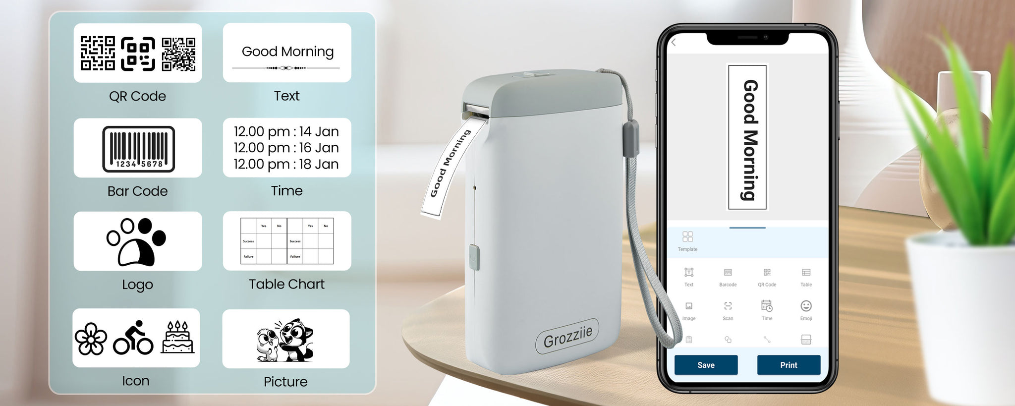 Mini Thermal Label Printer, Portable Bluetooth Thermal Tape Label Printer | Price Tag, Sticker Printer for Android