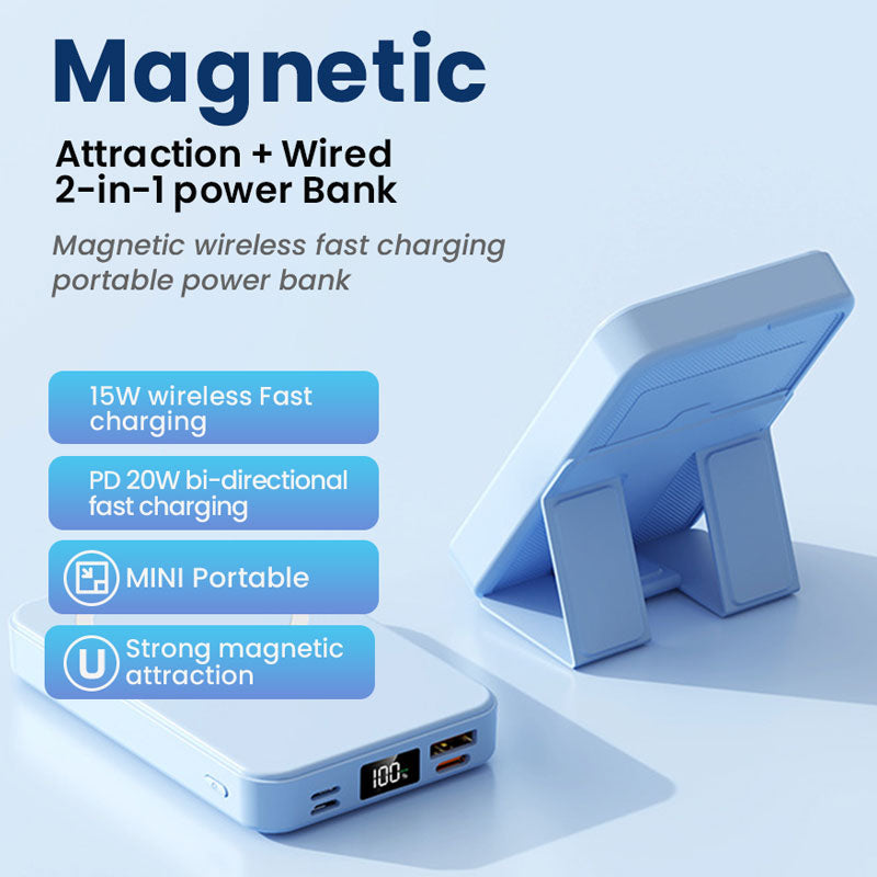 Magnetic Wireless Power Bank - 5000mAh/10000mAh Portable Charger Powerbank with Stand, Fast Charging