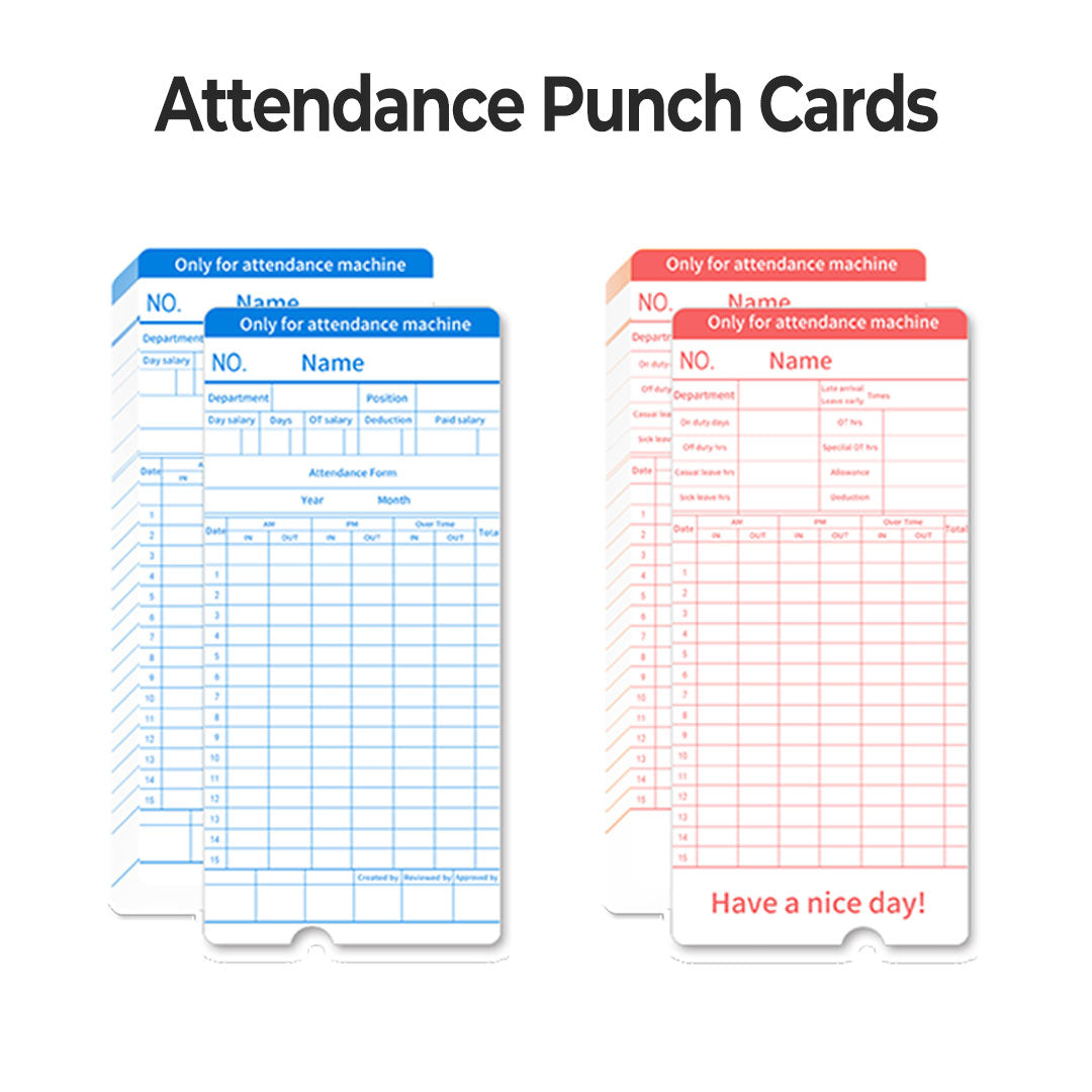 Punch Card, Cardholder, and Dual-Color Ribbon for Accurate Time Tracking Attendance Machine Accessories