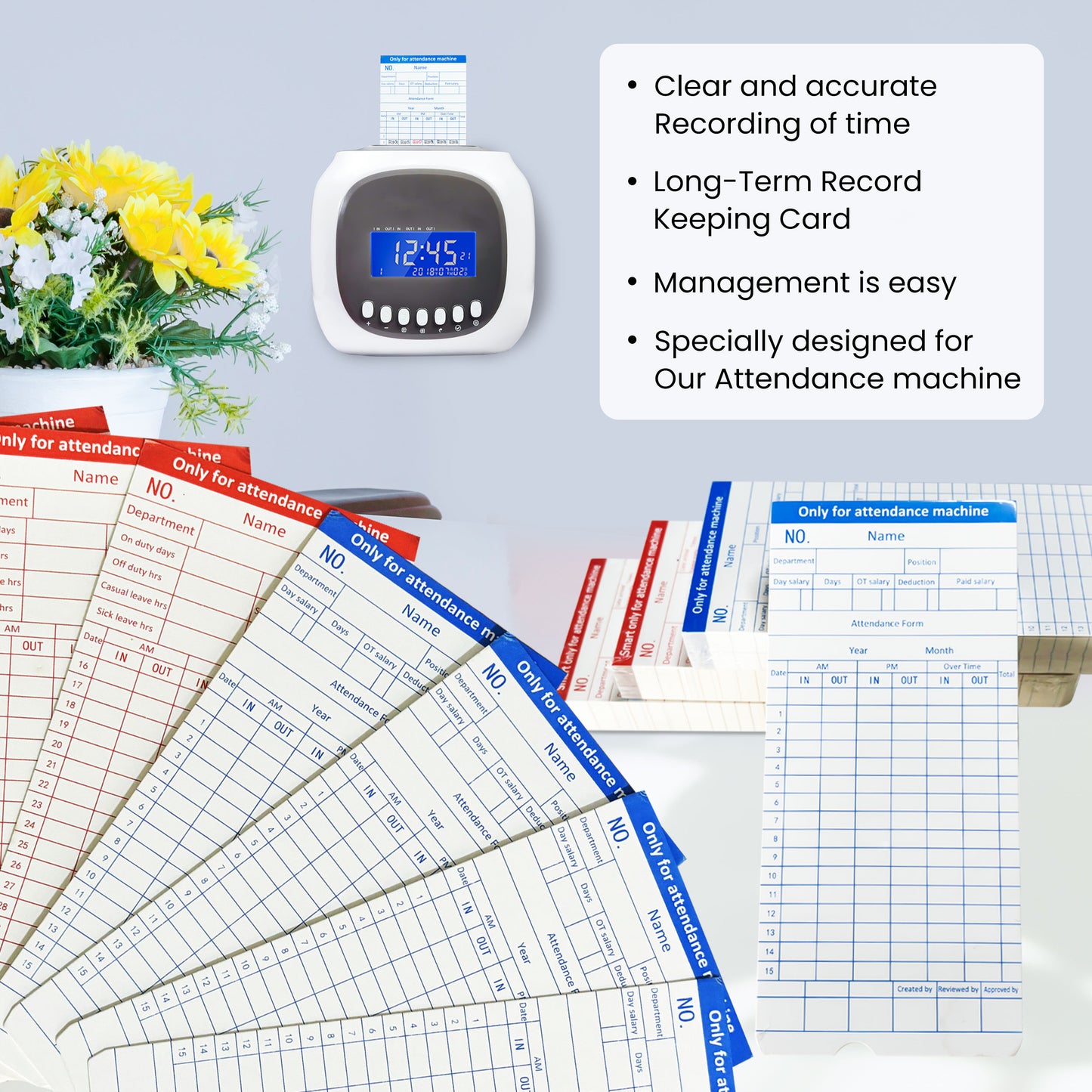 Punch Card, Cardholder, and Dual-Color Ribbon for Accurate Time Tracking Attendance Machine Accessories