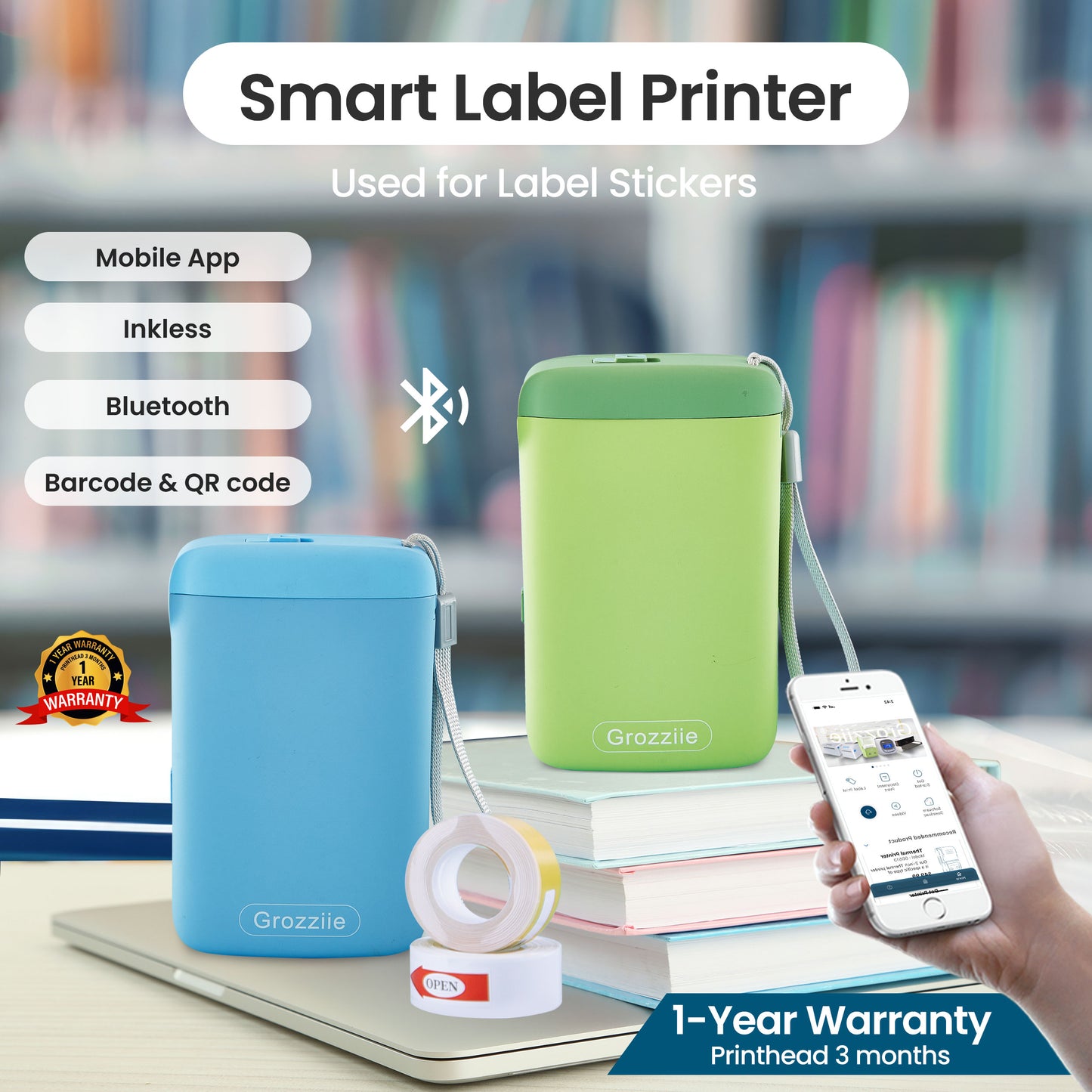 Mini Thermal Label Printer, Portable Bluetooth Thermal Tape Label Printer | Price Tag, Sticker Printer for Android
