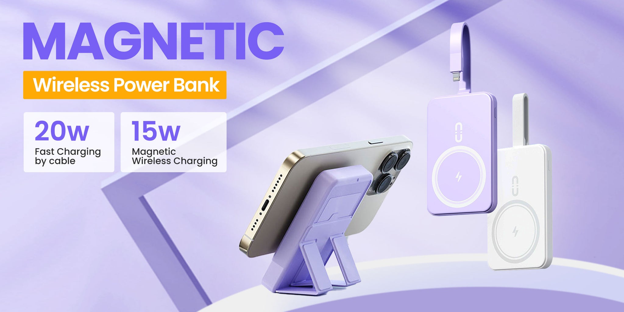 Magnetic Wireless Power Bank - 5000mAh/10000mAh Portable Charger Powerbank with Stand, Fast Charging