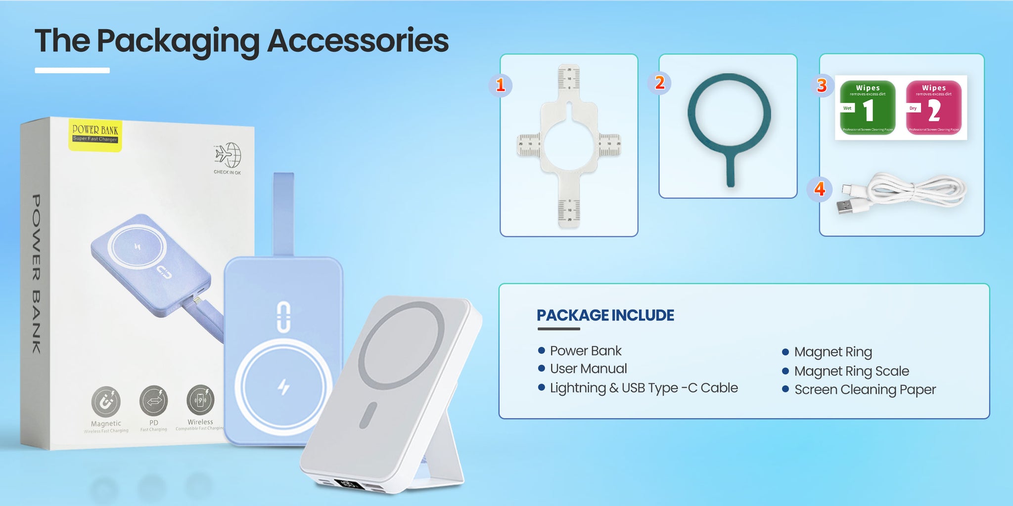 Magnetic Wireless Power Bank - 5000mAh/10000mAh Portable Charger Powerbank with Stand, Fast Charging