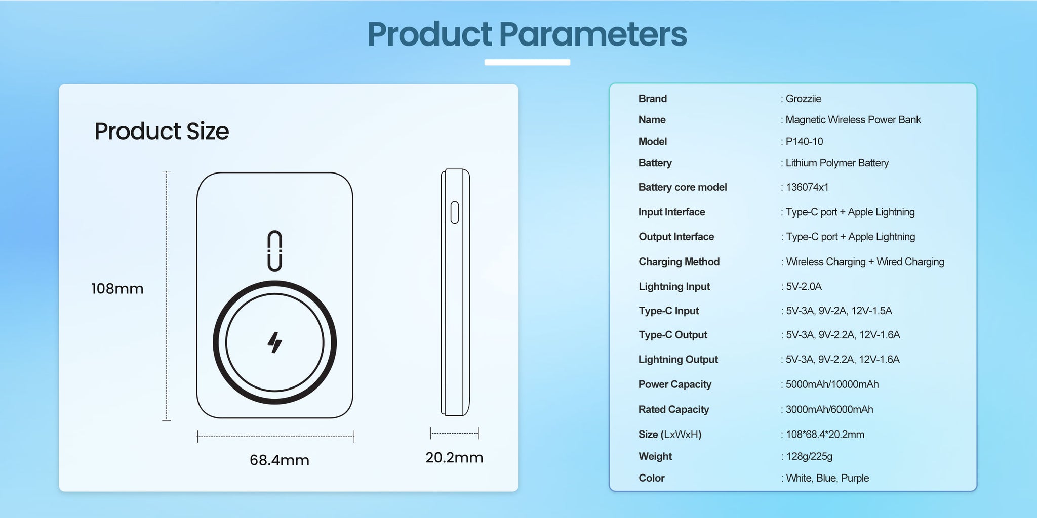 Magnetic Wireless Power Bank - 5000mAh/10000mAh Portable Charger Powerbank with Stand, Fast Charging