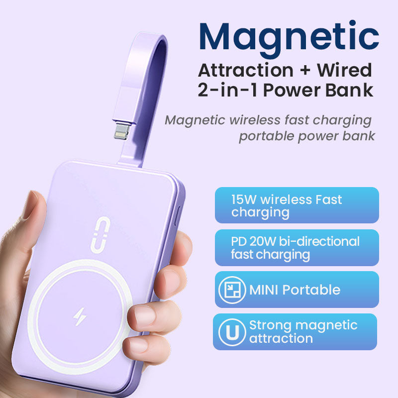 Magnetic Wireless Power Bank - 5000mAh/10000mAh Portable Charger Powerbank with Stand, Fast Charging
