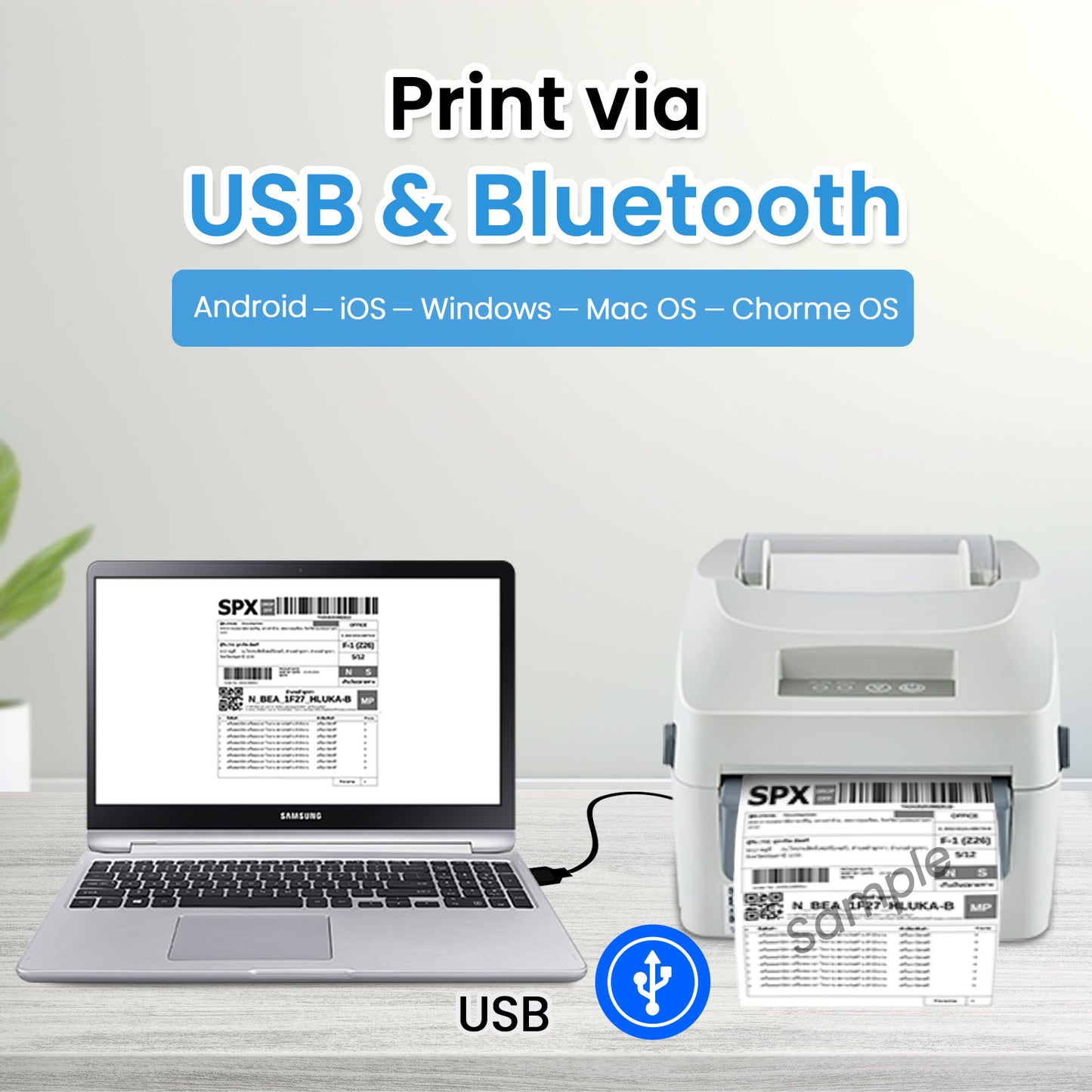 Thermal Printer Bluetooth Waybill Barcode Shipping Label Bluetooth Printer AWB A6 Waybill Sticker