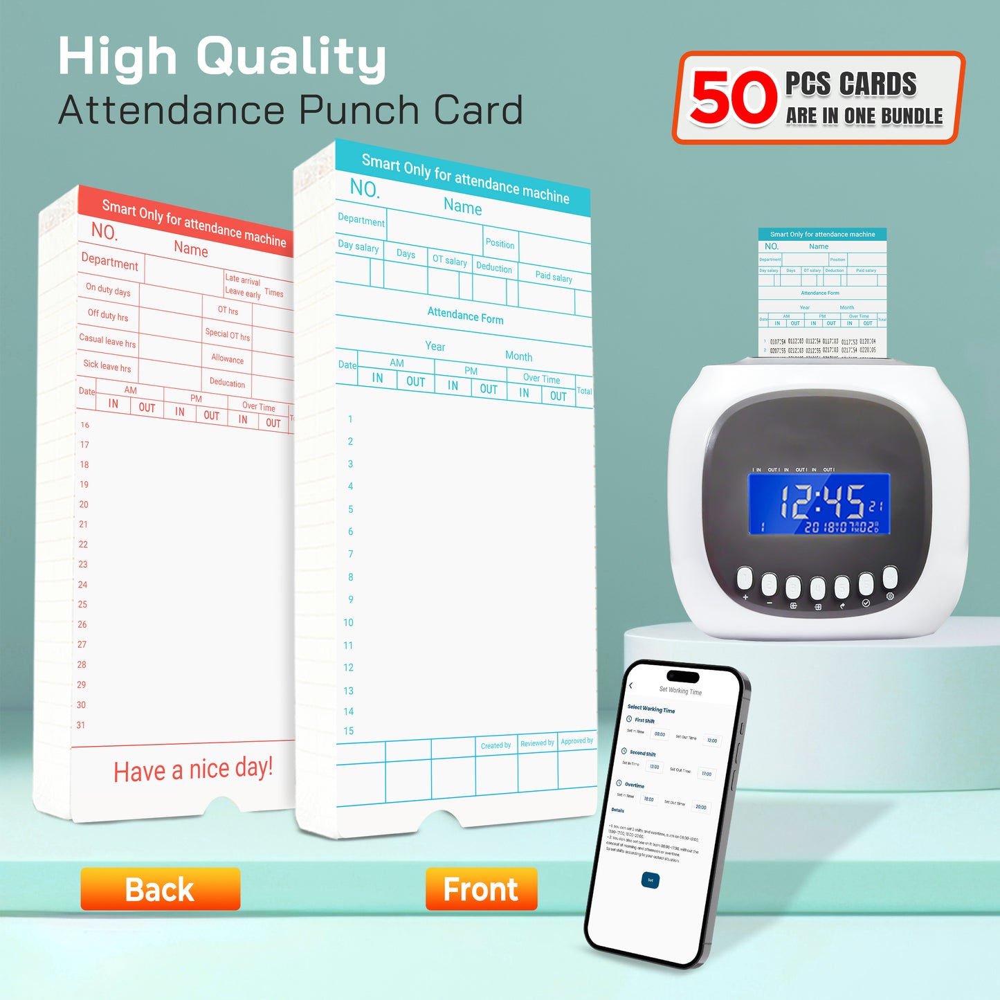 Punch Card, Cardholder, and Dual-Color Ribbon for Accurate Time Tracking Attendance Machine Accessories